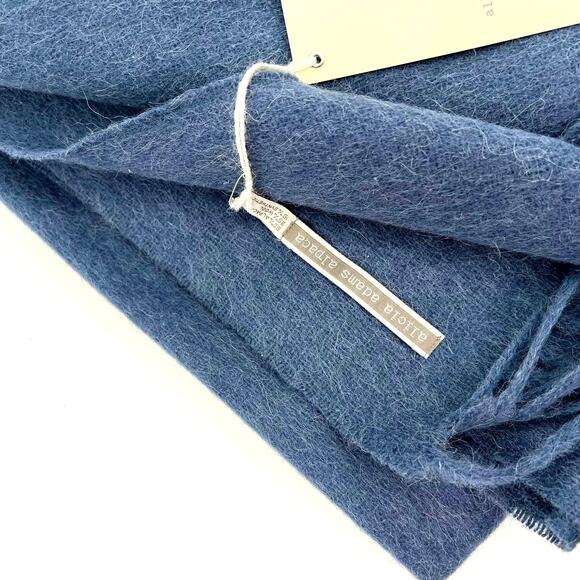 Alicia Adams Alpaca Peru Solid Blue Throw Fringe Blanket Taupe Stripe - Picture 2 of 4